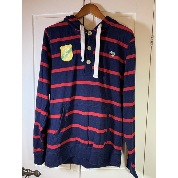 Canterbury Uglies Hoodie Men’s Medium Pullover Pocket Stripes Blue Red Australia - Picture 2 of 16